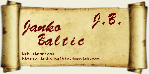 Janko Baltić vizit kartica